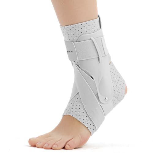 Left Ankle Brace for Women & Men - Ankle Support Sprained Ankle Brace for Achilles,Tendon,Sprain,Injury Recovery,Ankle Support Brace for Running, Basketball, Football (Grey,S,Left)