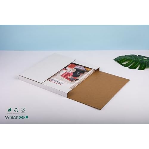 White Vinyl Record Mailers 12.8x12.8x1 inch LP Mailing Corrugated Cardboard Boxes, Easy Fold, Multi Depth Album Shipping Boxes with Fragile Stickers, 25 Pack