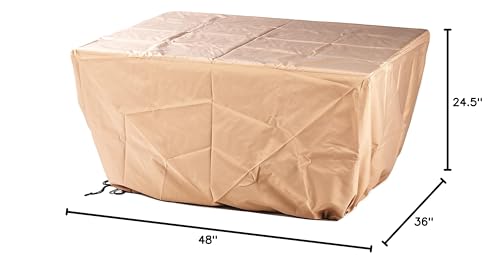 Oakland Living Rectangular 48 in. x 36 in. Aluminum Propane Fire Pit Table, Glass Beads, Two Covers, Lid, 57,000 BTUs in White Finish
