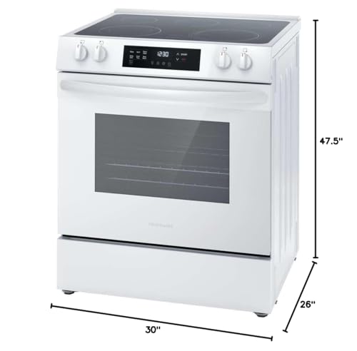 Frigidaire 30" Electric Range, 5.3 Cu. Ft. Oven, 5 Smoothtop Elements, EvenTemp & SpaceWise Elements, Steam Clean, White