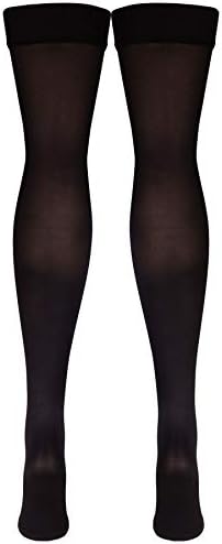 Truform Women's Compression Stockings, 20-30 mmHg, Thigh High Length, Open Toe, Opaque, Black, Large