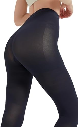 MGANG Medical Compression Pantyhose for Women & Men, 15-20mmHg Graduated Compression Support Tights, Open Toe, Opaque Waist High Compression Stockings for Edema, Varicose Veins, Flight, Navy Blue M