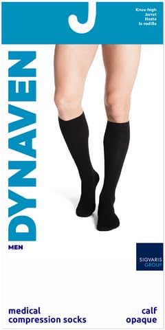 SIGVARIS Men’s DYNAVEN Closed Toe Calf-High Socks 30-40mmHg - Small Short - Light Beige