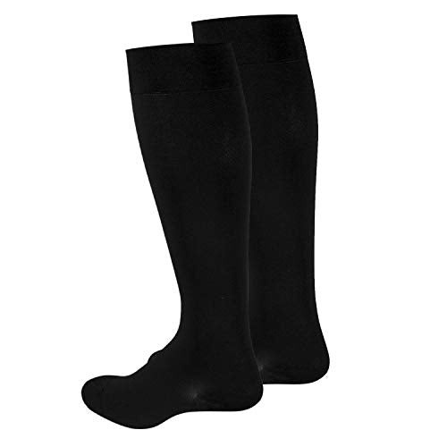 Truform 20-30 mmHg Medical Compression Stockings, Smooth Stretch Microfiber, Knee High, Closed Toe, Black, 2X-Large