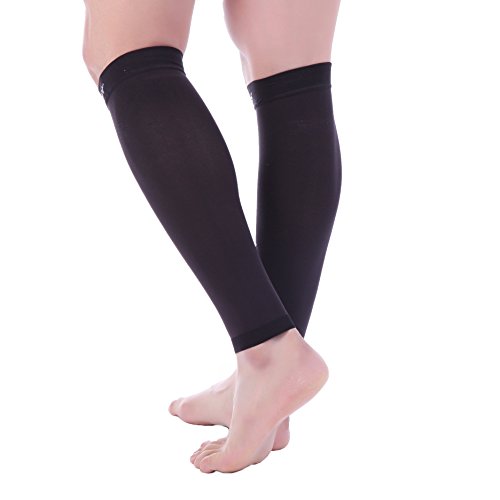Doc Miller - Compression Calf Sleeve for Petite Men & Women, Medical Grade, 20-30mmHg Graduated Support for Running, Calf Tear, Shin Splints, Knee High, Black Calf Sleeves, Medium Size, 1 Pair, Petite