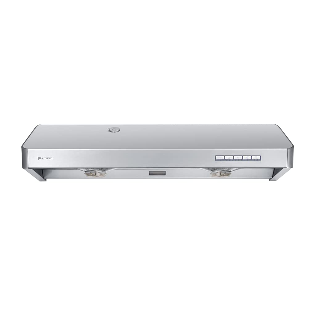 Pacific Auto Clean Under Cabinet Ducted Range Hood 42" - 900 CFM Powerful 6-Speed Kitchen Vent Hood - Electric Stainless Steel - LED Lights, Auto Steam Cleaning, Removable Grease Tray AC3342BS