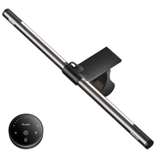 Quntis Computer Monitor Light Bar with Remote, Eye-Care Monitor Light Backlight Desk Lamp for Home Office Gaming, Stepless Dimming Brightness and Color Temperature, No Screen Glare, Gray