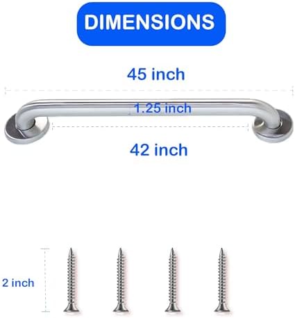 42' Knurled Grip Stainless Steel Grab Bars for Seniors, Handicap & Elderly - Holds Up to 400lbs, Suitable for Bathtubs & Showers