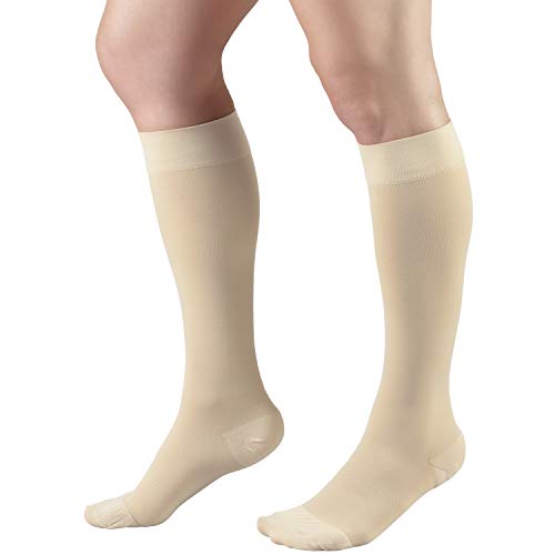 Truform 20-30 mmHg Medical Compression Stockings, Aloe Infused Microfiber, Knee High, Closed Toe, Beige, Small