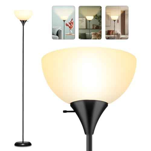 Standing Lamp, Led Floor Lamps for Living Room, Drop-Resistant White Lampshade, Rotary Switch, Industrial Metal Tall Lamp for Living Room Bedroom Study Office KidÂ¡Â¯s Room