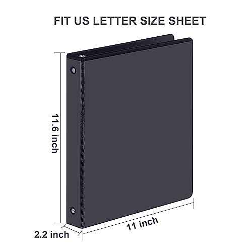 3 Ring Binder 1-1/2 Inch, ViVin Sturdy 1.5"-Round Ring Binder with 2 Interior Pockets, Clear View Cover, PVC-Free, Fits 300 Sheets of 8.5'' x 11'' Paper, Office Home School (6 Pack, Black)