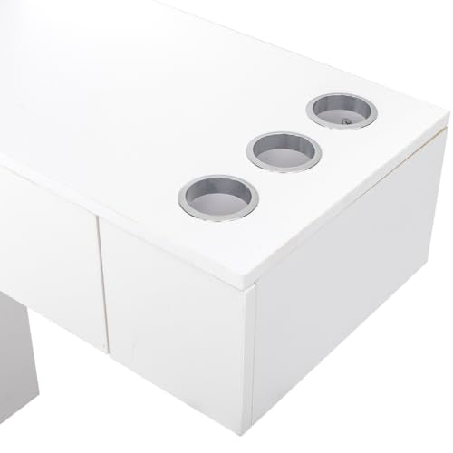 OmySalon Wall Mount Barber Stations, Salon Stations for Hair Stylist, Hair Styling Equipement Set with a Storage Cabinet, 2 Drawers and a 3 Tier Shelf (White)