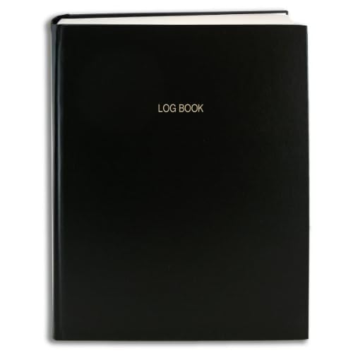 BookFactory Log Book/Multipurpose Log Book - 240 Pages, 8'' x 10'', Black Cover, Section Sewn Hardbound (Made in USA)