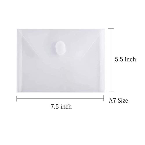 5x7 Small Plastic Envelopes Hook Loop Closure Receipt Storage Holder 120 Pack (clear-120 pack)