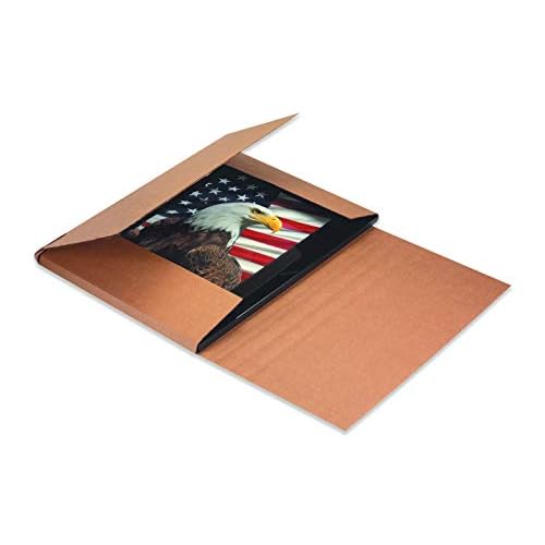 Aviditi Kraft Easy-Fold Corrugated Cardboard Mailing Boxes, 10 1/4" x 8 1/4" x 1 1/4",Pack of 50, Crush-Proof, for Shipping, Mailing and Storing