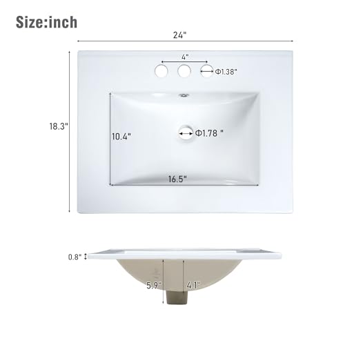 Favfurish 48" Bathroom Vanity with Ceramic Double Sink, Undermount Double Basin Vanity Set w/2 Divided Drawers and 4 Double-Layer Soft Close Doors & Built-in Shelf, Freestanding Storage Cabinet,White