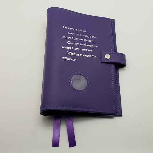 Paperback Giant Print Deluxe Double Alcoholics Anonymous AA Big Book & 12 Steps & 12 Traditions Book Cover Coin Holder Purple Orchid