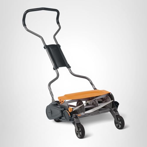 Fiskars Push Mower, Cut Width Manual Reel Mower with No Motor, Eco-Friendly Manual Reel Lawn Care, 18", Black