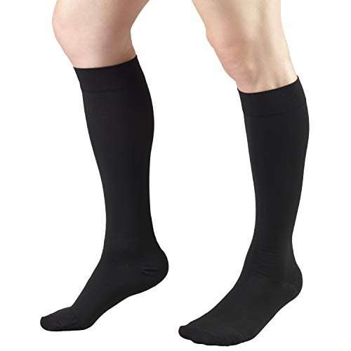 Truform 20-30 mmHg Medical Compression Stockings, Aloe Infused Microfiber, Knee High, Closed Toe, Black, 2X-Large