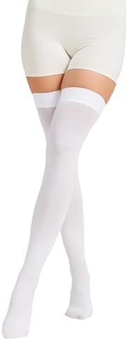 MGANG Medical 15-20 mmHg Compression Stockings for Women & Men, Pair, Thigh High Graduated Compression Socks, Closed Toe, Opaque, Support for Varicose Veins, Edema, DVT, Swelling, Flight, White XL