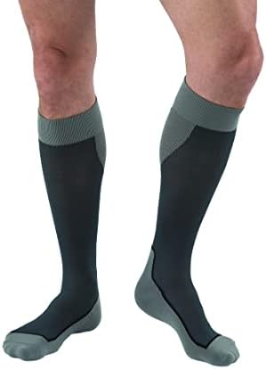 JOBST 7528911 Sport Knee High 15-20 mmHg Compression Socks, Black/Grey, Medium