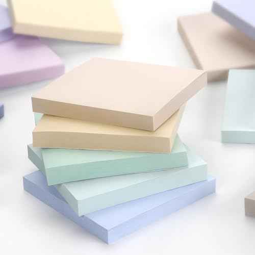 Sticky Notes 3x3 inch, 8 Pads, Pastel Colors Self-Stick Pads, Self-Adhesive Sticky Notes, 8 Pads/Pack, 80 Sheets/Pad, Total 640 Sheets