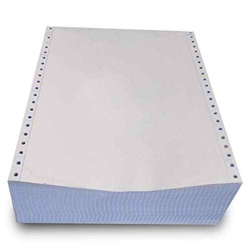 FirstZi Blank 9.5x11 Inches Continuous Feed Computer Paper Fanfold for Dot Matrix Printers, 1000 Count per Box, White 1 Part, Margin Perforated, Perfect for Receipts, Invoices, Bill List