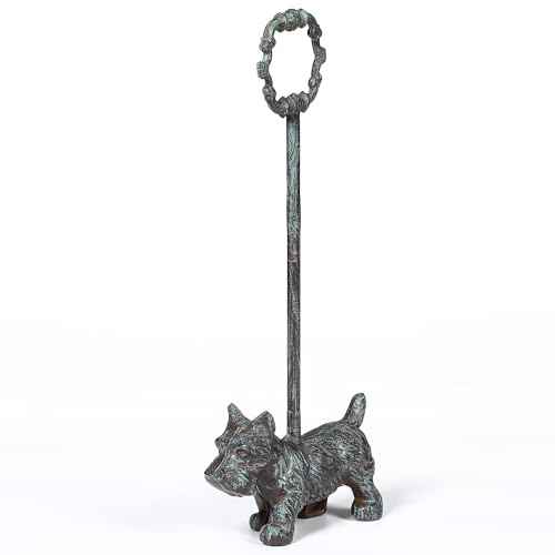 Cast Iron Door Stopper with Handle, 4.88 Lbs Heavy Duty Metal Dog Door Stop, Distressed BlueÂ¡Â¦