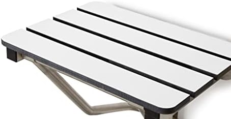 28" x 15" Phenolic White 3” Slats Folding Wall Mount Shower Seat Bench, ADA Compliant