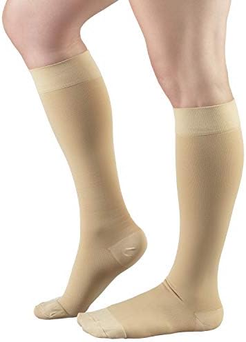 NuVein Medical Compression Stockings, 20-30 mmHg Support for Women & Men, Knee Length, Closed Toe, Beige, 2X-Large