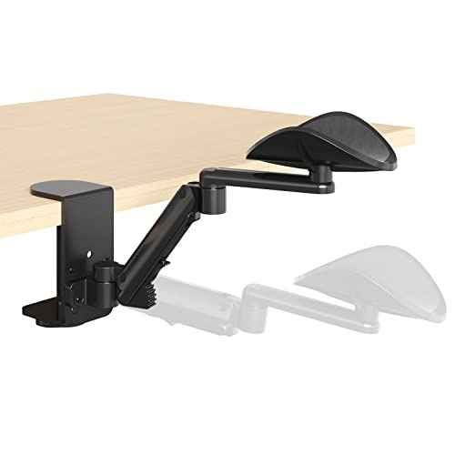 JOY worker Universal Clamp-on Adjustable Arm Rest, Ergonomic 360Â¡Ã Rotating Elbow Rest Pad for Desk, 6-Level Height Desk Arm Support for Thicker Desktop, Left/Right Hand, Black