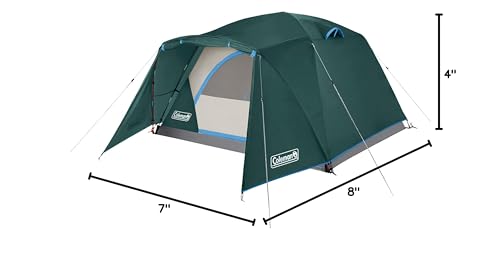 Coleman Skydome Tent with Full-Fly Weather Vestibule, Weatherproof 4/6 Person Tent Sets Up in 5 Minutes & Protects from Water, 20% More Headroom