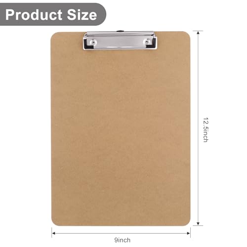 Wood Clipboards 40 Pack, Letter Size Hardboard Clip Board 8.5x11 for Classroom, Students, Kid, A4 Standard Size 9" x 12.5" with Low Profile Clip, Office & School Supply