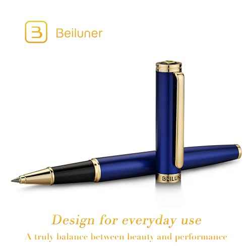 BEILUNER Luxury Rollerball Pen,24K Gold Trim,Noble and Elegant Designs,Schneider Ink Refill, Best Roller Ball Pen Gift Set for Men & Women, Professional, Executive Office, Nice Pens