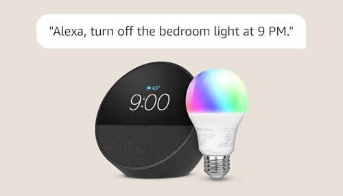 Echo Spot with Amazon Basics Smart Color Bulb
