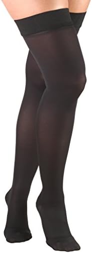 Truform Women's Compression Stockings, 20-30 mmHg, Thigh High Length, Closed Toe, Opaque, Black, X-Large