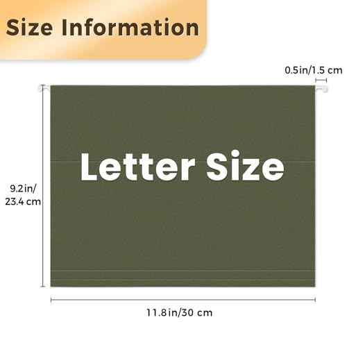 SUNEE Hanging File Folders, 25 Pack Reinforced Hang Folders Letter Size, Adjustable 1/5-Cut Tabs, Designed for Bulky Files, Filing Cabinet, Standard Green