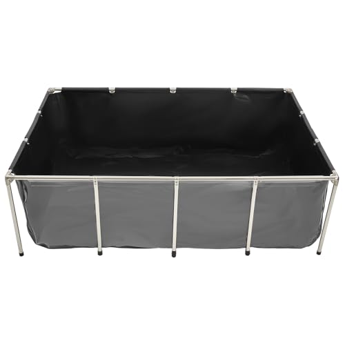 VEVOR Canvas Fish Pond, 470 Gal Above Ground Fish Pond, PVC Koi Tank with Clear Viewing Panel, Rectangular Goldfish Tank with Stainless Steel Frame & Drain Valve, for Breeding Koi, Irrigation(Black)
