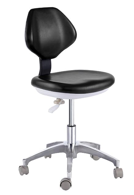 BONEW-Oral Dental Chair Stool Assistant for Dentist Doctor's Stool Adjustable Mobile Chair PU Leather Black
