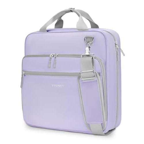 Ytonet Zipper Binder with Shoulder Strap, 3 Inch 3 Ring Binder with Zipper, 600 Sheets Large Capacity Waterproof School Binders Organizer for Girls Students Fit 15.6 Inch Laptop, Purple