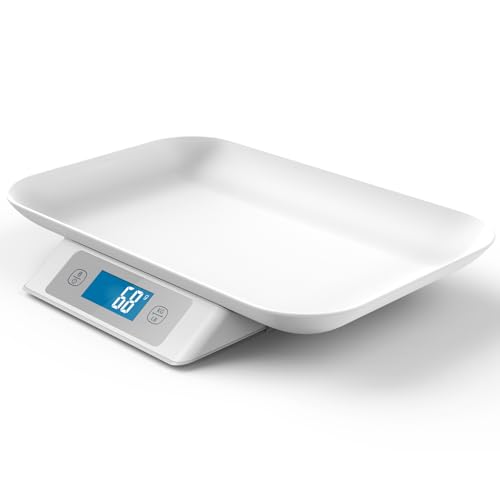 Digital Pet Scale for Puppy and Cats, Puppy Whelping Supplies Scale, Weigh Capacity 33 lbs (±0.03oz), Removable Tray Size 13.4 x 9.5 Inch, A Pet Scale for Adult Cats and Small Animals (Grey)