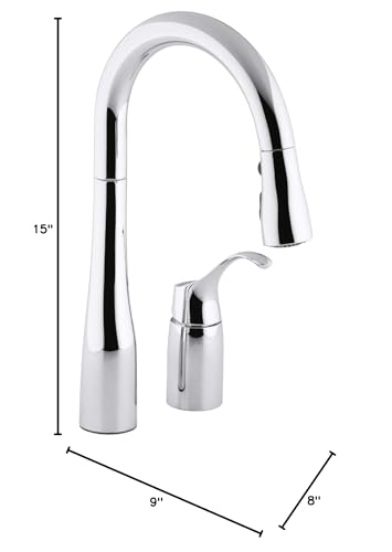KOHLER 649-CP Simplice Pull Down Kitchen Faucet, 2-Spray Faucet, Kitchen Sink Faucet with Pull Down Sprayer, Polished Chrome