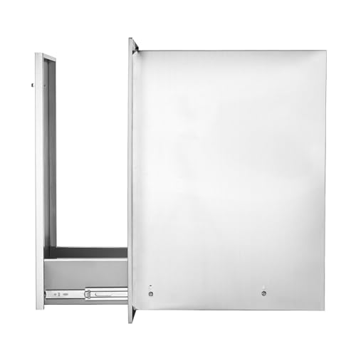 VEVOR Pull-Out Trash Drawer 13.4"W x 25.7"H x 19.6"D Lower Sliding Rails Steel Roll-Out Trash Bin Pull-Out Tray Outdoor Handled Kitchen Trash Drawer for BBQ Island Grill Station Trash Can NOT Included