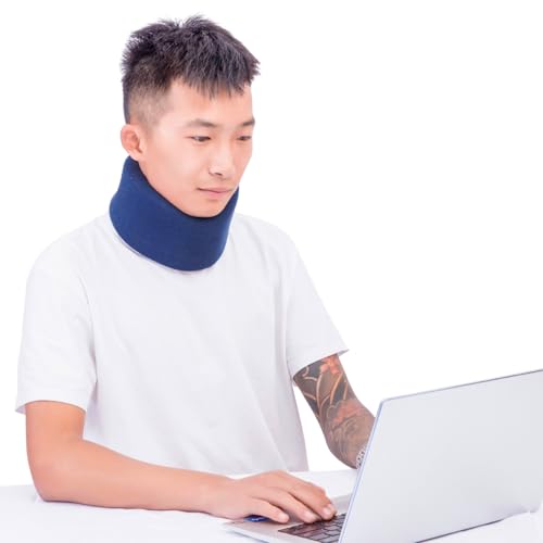 Neck Braces for Neck Pain and Support High-Density Comfort Cervical Collar for Vertebrae Stable and Aligned, Relieve Injury Spine Pressure â Neck Brace for Women & Men Sleeping, Working, Posture (Blue, Medium-Plus)