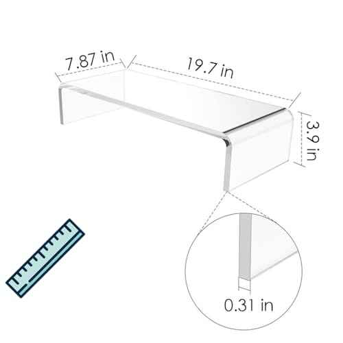 Acrylic Cat-Proof Laptop Stand & Keyboard Protector - 19.7" Clear Monitor Riser with Non-Slip Base for Home Office, Ergonomic Desk Organizer (Supports 50lbs)
