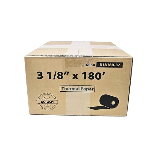 (32 Rolls) 3 1/8 x 230 Thermal Paper Receipt Rolls (Length - 180 feet & thickness - 60 GSM) fits all Clover POS Cash Register Printers Star Micronics SCP700 TSP100 TSP300 TSP400 from BuyRegisterRolls
