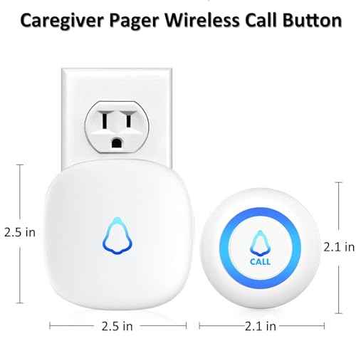 METAK Caregiver Pager Wireless Call Button for Elderly/Senior at Home, 3 Receiver + 3 Button, 1500FT 58 Ringtones Medical Life Alert System for Patients, Disabled, Nurses, Emergency Assistance, White