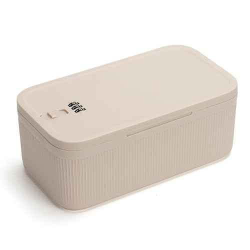 Lockable Storage Box,Medicine Lock Box Travel Case,Refrigerator Bin Container for Food,Medicines,Snacks,Locking Mobile Cell Phone Device Jail,Small Lockbox for Office,Home,School,Father Gift (Cream)