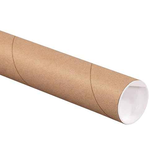 AVIDITI Cardboard Tubes with Caps, 15"L x 2.5"W x 2.5"H, Pack of 34 | Poster Tube for Mailing and Storage of Blueprints, Artwork, Crafts, Long Art Holder, 15 inches