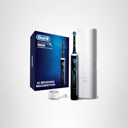 Oral-B Genius X Limited Rechargeable Electric Toothbrush with 1 Replacement Brush Head, Travel Case, Midnight Black